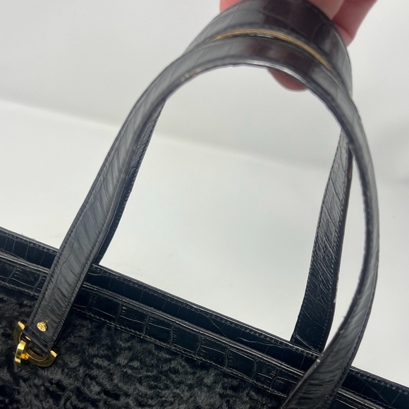 Kate Spade Vintage Lamb's Wool Black Bag With Leather Handles - Picture 6 of 16